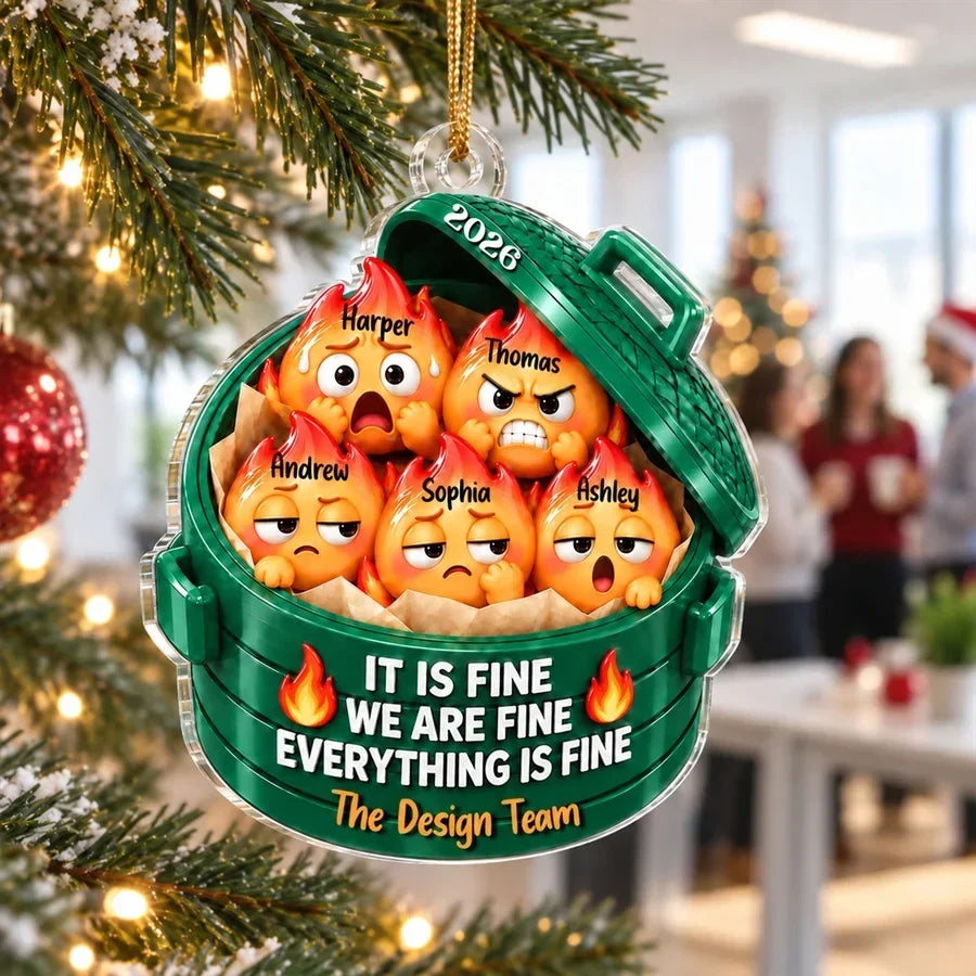 Personalized Funny Dumpster Fire Ornament Gift for Coworkers  | Christmas Decor