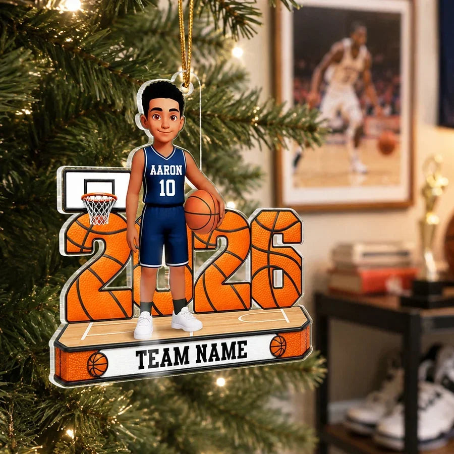 Personalized Basketball Player Acrylic Ornament Gift for Son