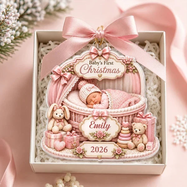 Personalized Baby's First Christmas Acrylic Ornament Gift for New Parents