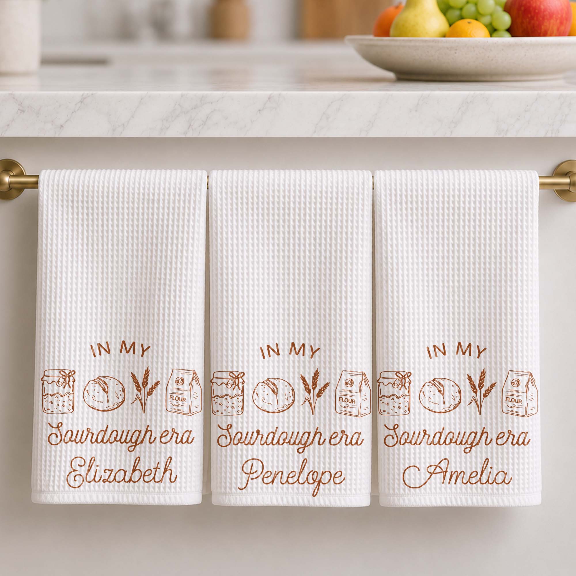Personalized Kitchen Towel for Bakers with Sourdough Art Gift