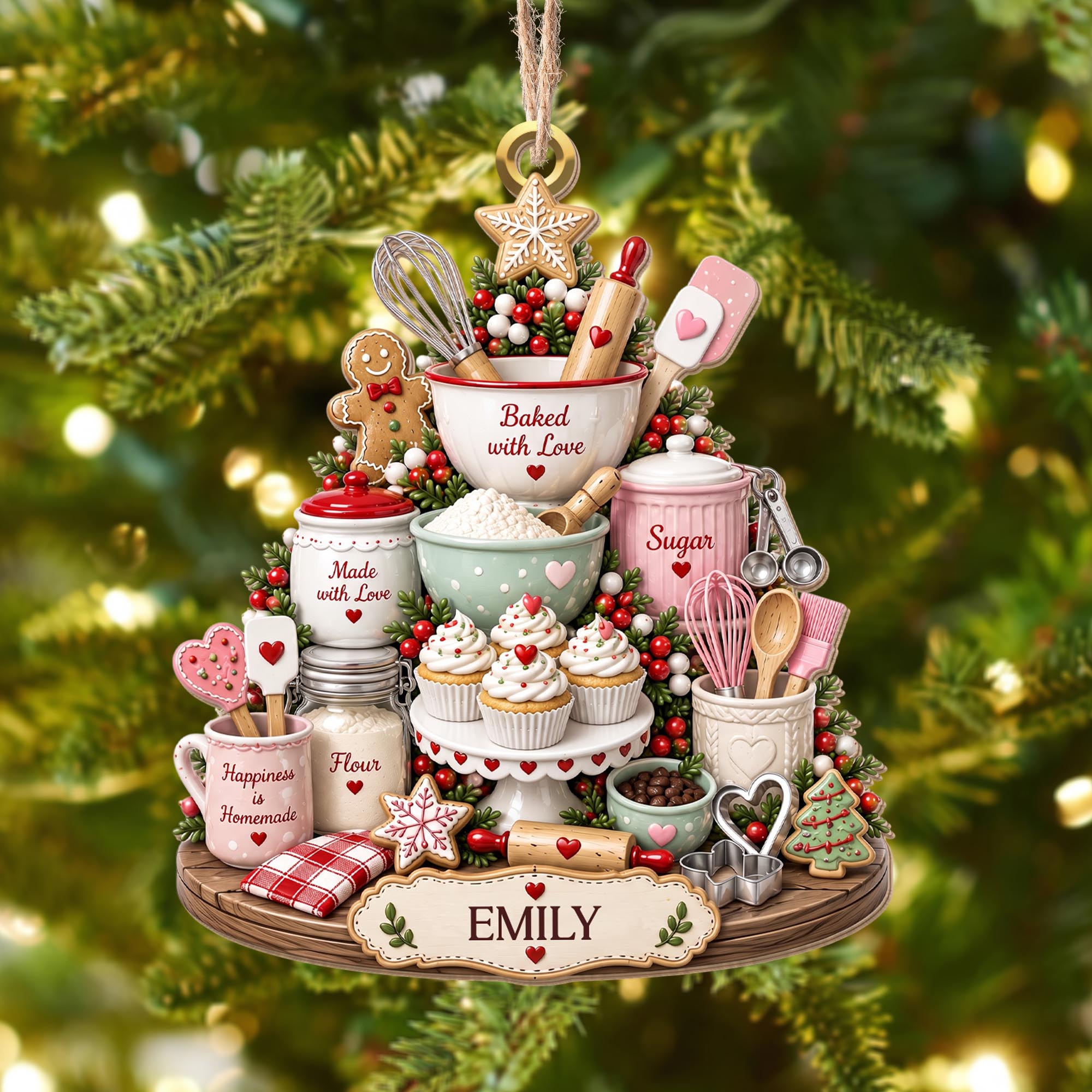 Personalized Wooden Ornament Baked with Love Gift for Home Cook