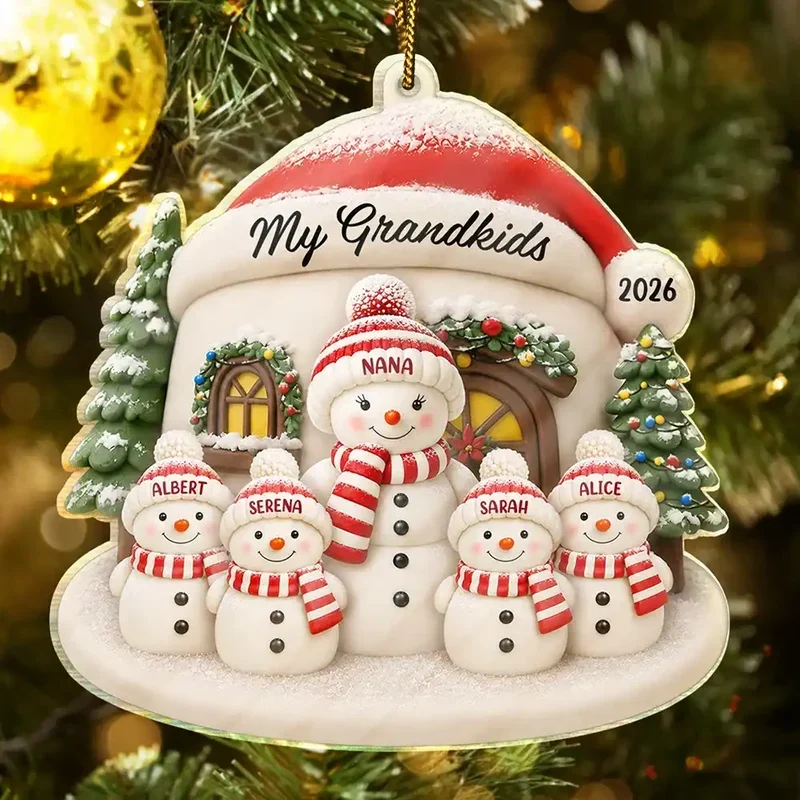 Personalized Acrylic Christmas Ornament Family Snowman Gift