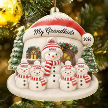 Load image into Gallery viewer, Personalized Acrylic Christmas Ornament Family Snowman Gift
