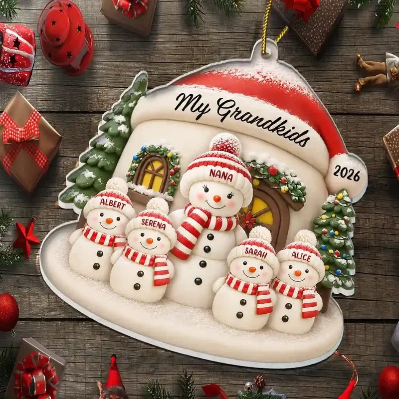 Personalized Acrylic Christmas Ornament Family Snowman Gift