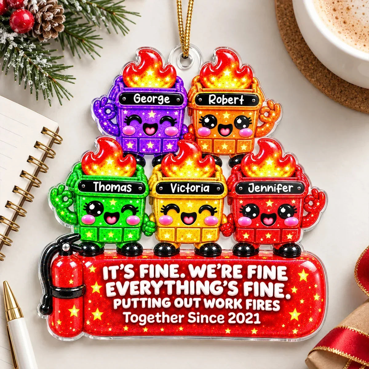 Personalized Acrylic Christmas Ornament Unique Coworker Gift