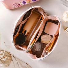 Load image into Gallery viewer, Personalized Blush Floral Leather Makeup Bag Gift for Mom
