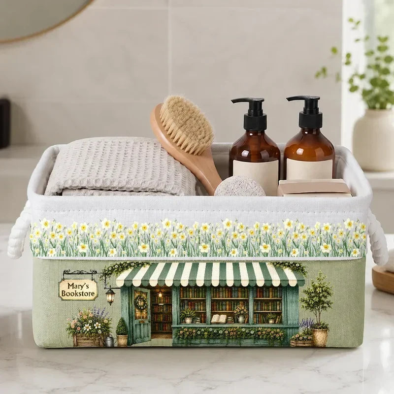 Personalized Cotton Linen Rope Basket Gift for Book Lovers