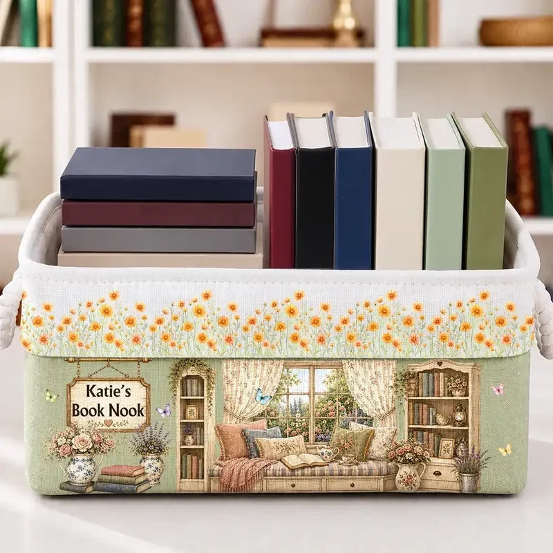 Personalized Cotton Linen Rope Basket Creative Gift for Book Lover