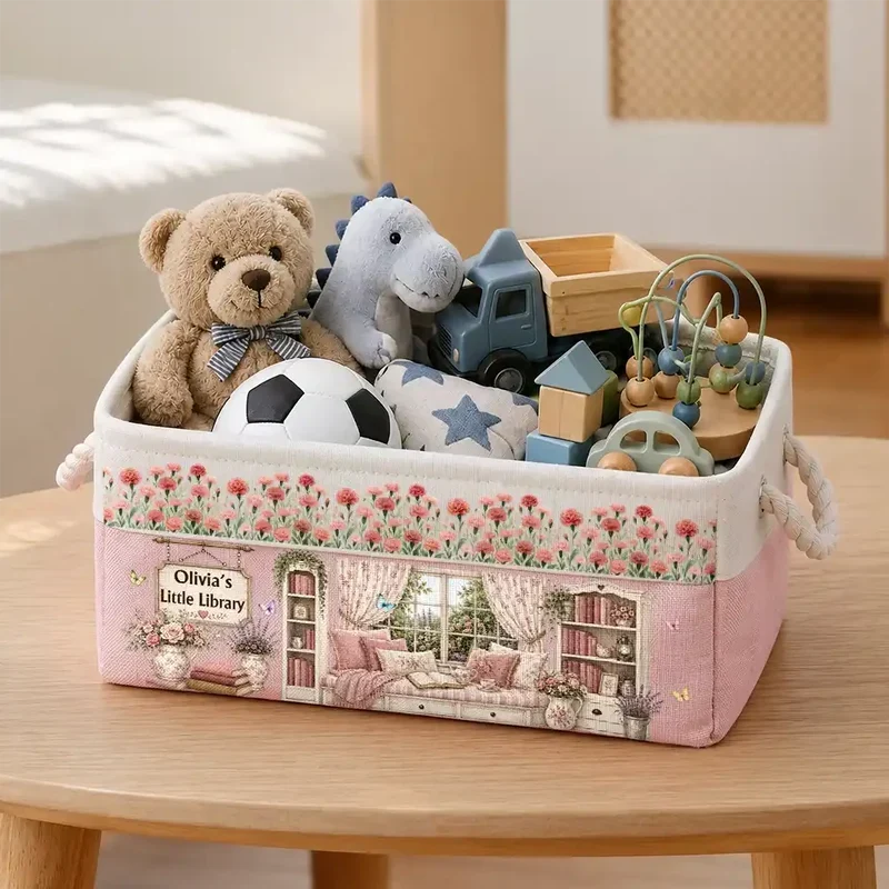 Personalized Cotton Linen Rope Basket Creative Gift for Book Lover