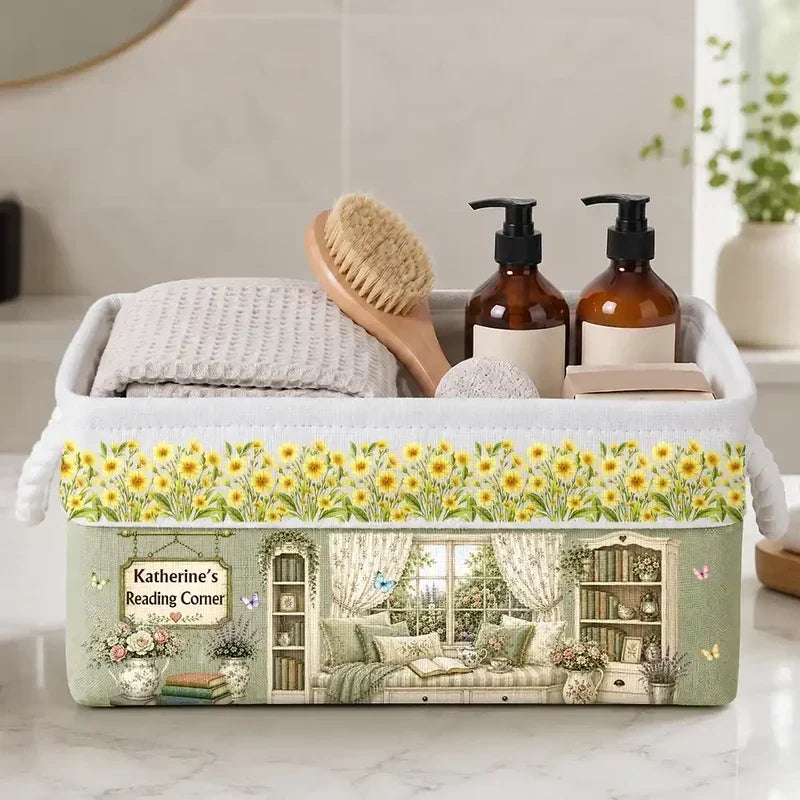 Personalized Cotton Linen Rope Basket Creative Gift for Book Lover