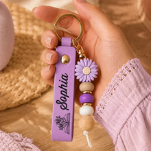 Load image into Gallery viewer, Personalized PU Leather Daisy Keychain Gift for Mom, Sister, Friend
