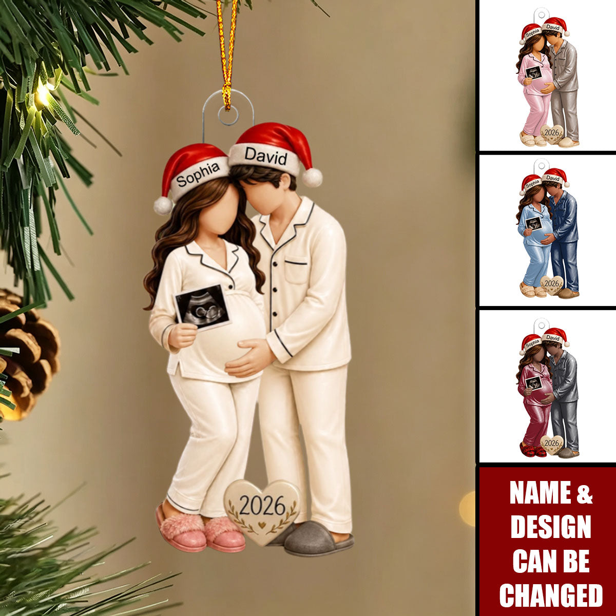 Personalized Acrylic Christmas Ornament Ultrasound Gift for Expecting Parents