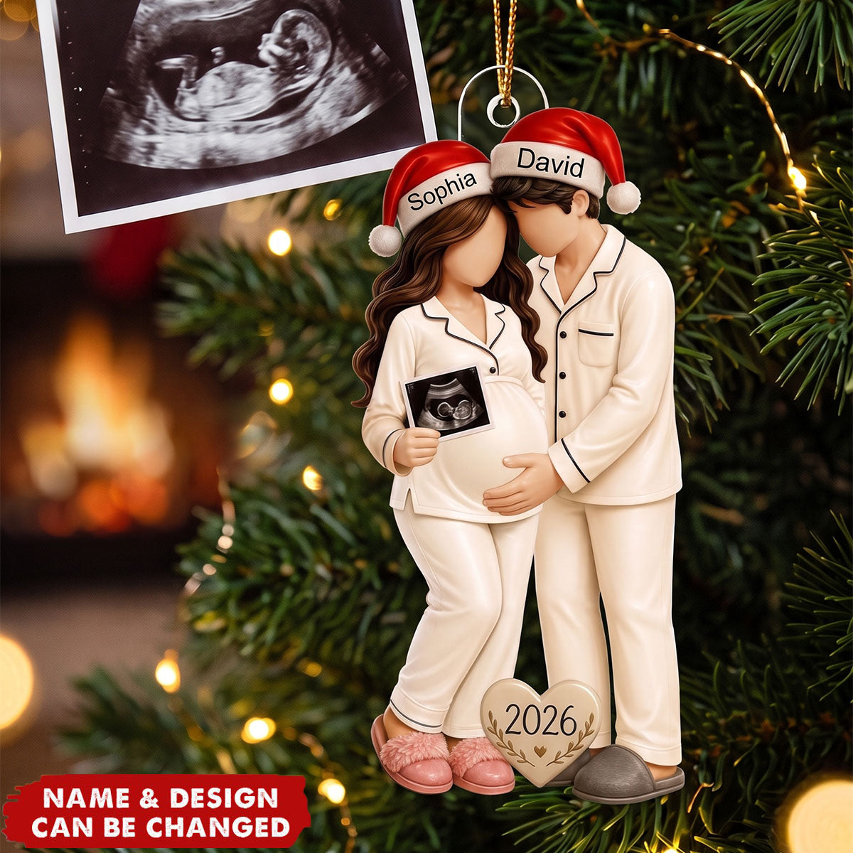 Personalized Acrylic Christmas Ornament Ultrasound Gift for Expecting Parents