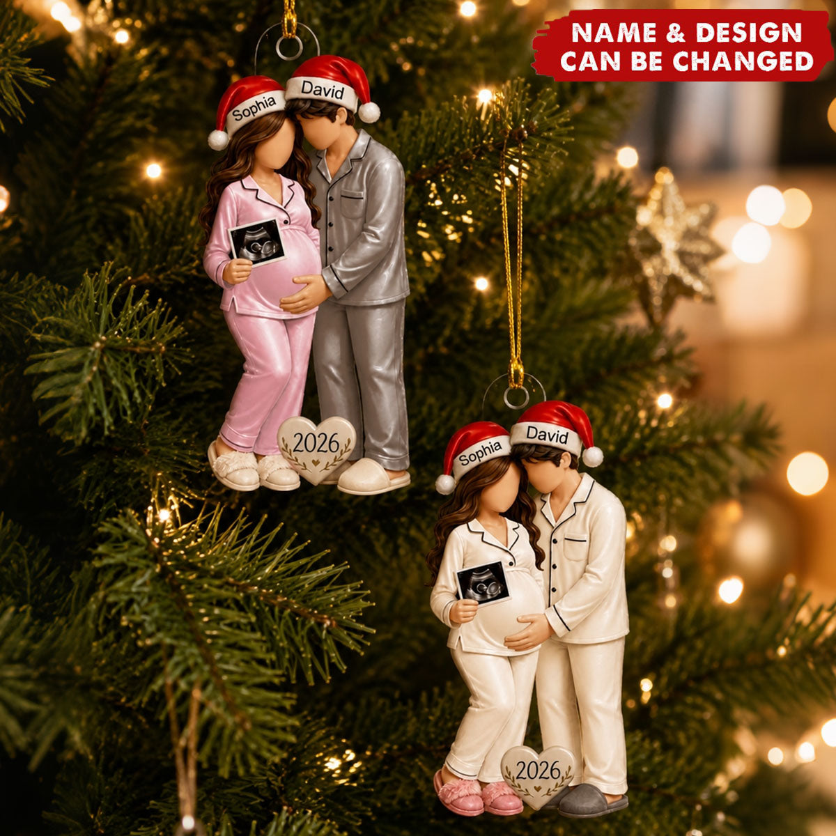 Personalized Acrylic Christmas Ornament Ultrasound Gift for Expecting Parents