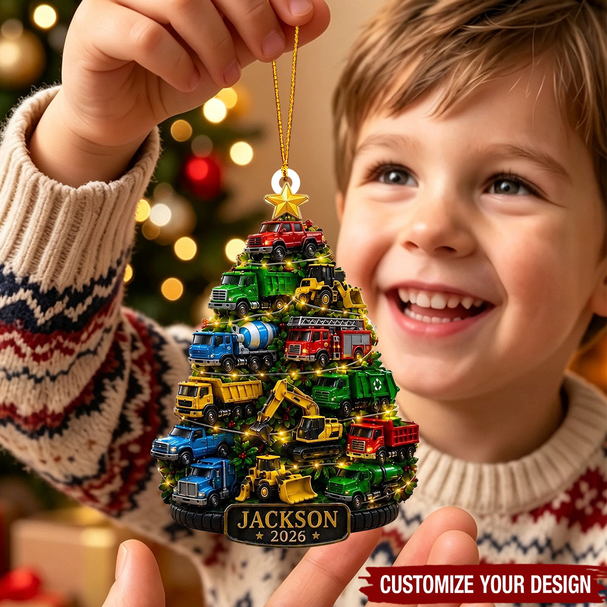 Personalized Acrylic Truck Ornament Christmas Gift for Child