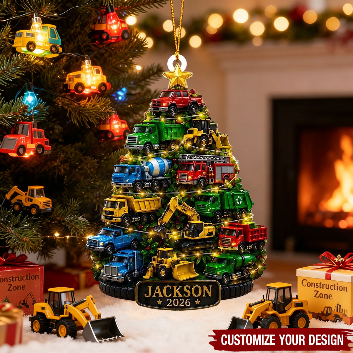 Personalized Acrylic Truck Ornament Christmas Gift for Child