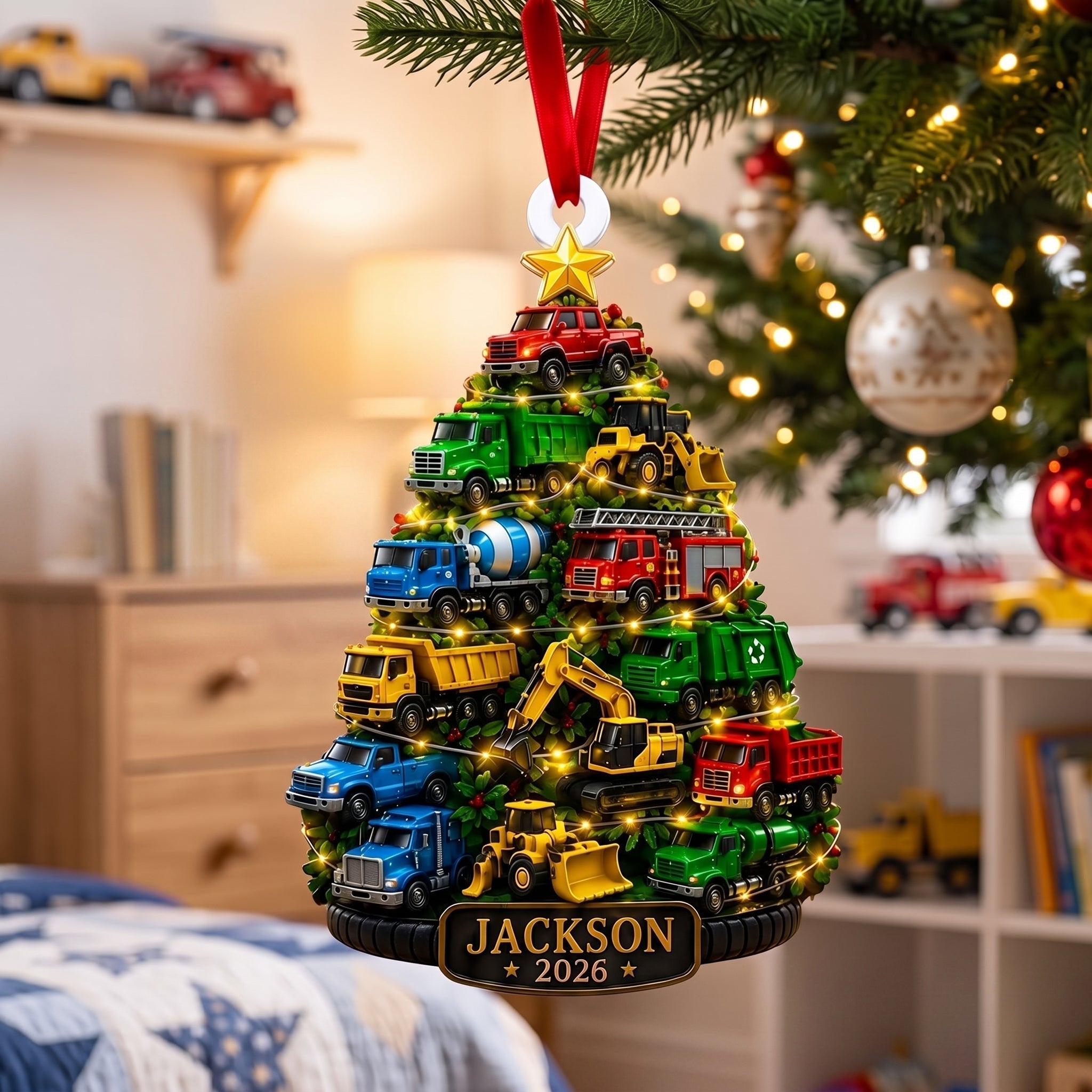 Personalized Acrylic Truck Ornament Christmas Gift for Child