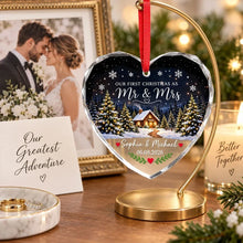 Load image into Gallery viewer, Personalized Crystal Heart Ornament First Christmas Gift for Couple
