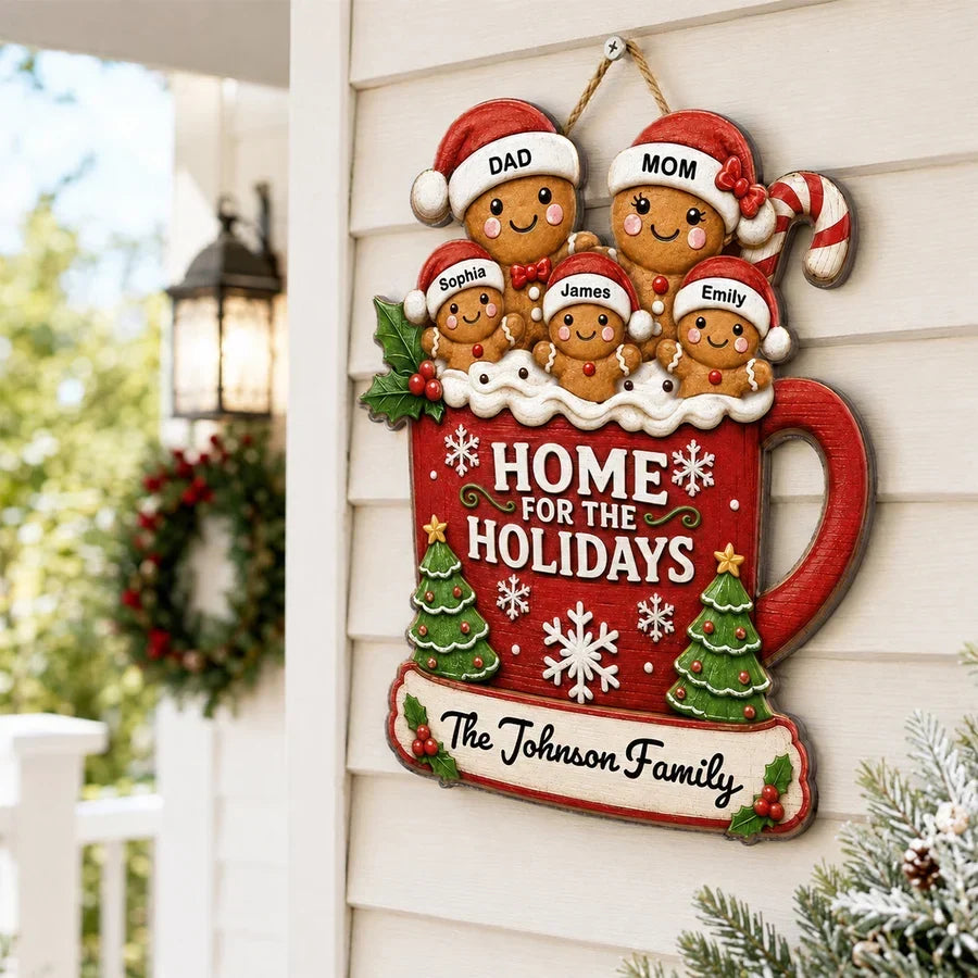 Personalized Gingerbread Scene Wooden Sign Gift for Parents