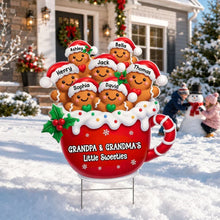 Load image into Gallery viewer, Personalized Gingerbread Family Yard Sign Gift for Grandparents
