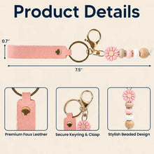 Load image into Gallery viewer, Personalized PU Leather Daisy Keychain Gift for Mom, Sister, Friend
