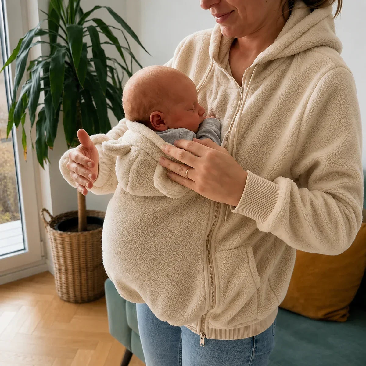 Personalized Embroidered Fleece Babywearing Hoodie Gift for New Mom Christmas