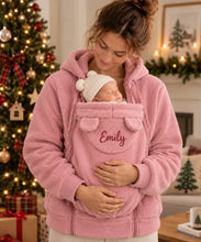 Load image into Gallery viewer, Personalized Embroidered Fleece Babywearing Hoodie Gift for New Mom Christmas
