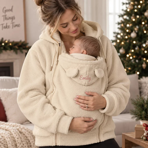 Personalized Embroidered Fleece Babywearing Hoodie Gift for New Mom Christmas