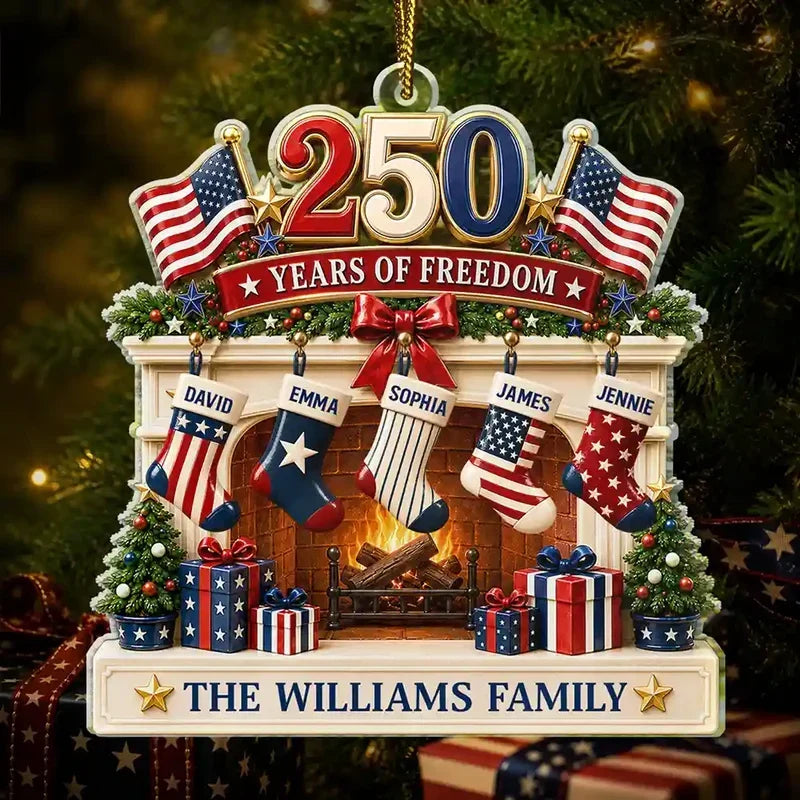 Personalized U.S. Flag Acrylic Ornament Custom Family Keepsake