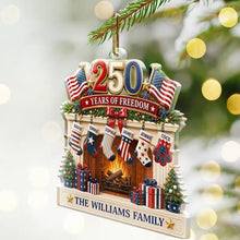 Load image into Gallery viewer, Personalized U.S. Flag Acrylic Ornament Custom Family Keepsake
