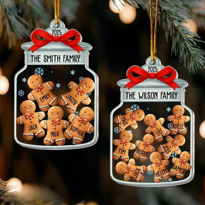 Personalized Gingerbread Family Ornament Custom Name Gift for Parents