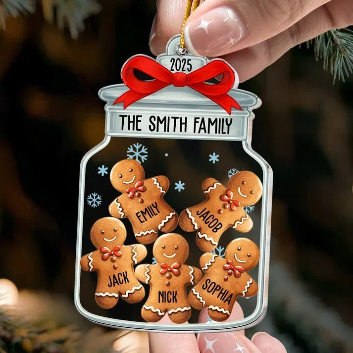 Personalized Gingerbread Family Ornament Custom Name Gift for Parents