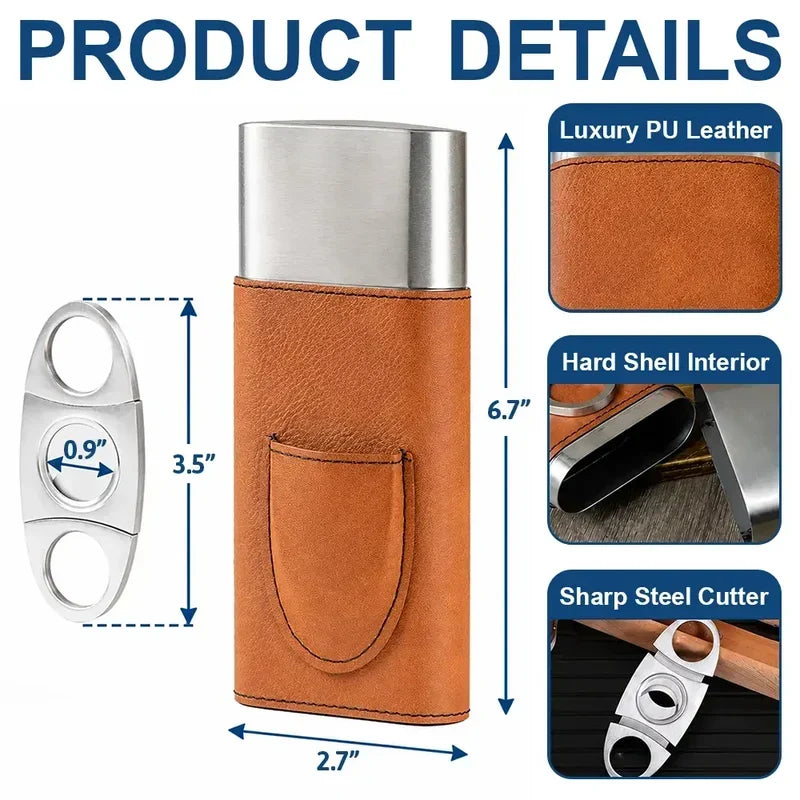Personalized Leather Cigar Case with Engraving for Him Gift