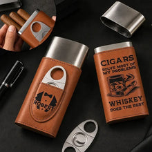 Load image into Gallery viewer, Personalized Leather Cigar Case with Engraving for Him Gift
