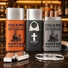 Load image into Gallery viewer, Personalized Leather Cigar Case with Engraving for Him Gift
