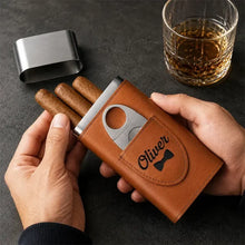 Load image into Gallery viewer, Personalized Leather Cigar Case with Engraving for Him Gift
