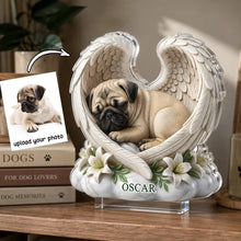 Load image into Gallery viewer, Personalized Acrylic Block Plaque Sleeping Dog Angel Wings Pet Memorial Gift
