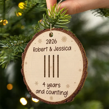 Load image into Gallery viewer, Personalized Wooden Ornament Custom Couple Gift Anniversary Rustic Snowflake
