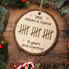 Load image into Gallery viewer, Personalized Wooden Ornament Custom Couple Gift Anniversary Rustic Snowflake
