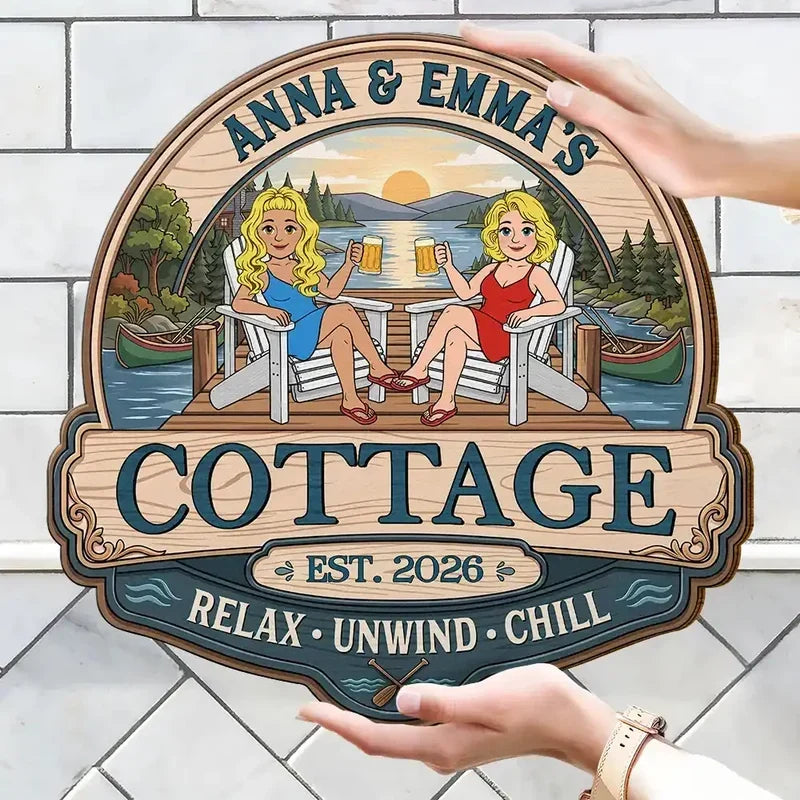 Personalized Wooden Lake Sign Gift for Couples Relax Unwind