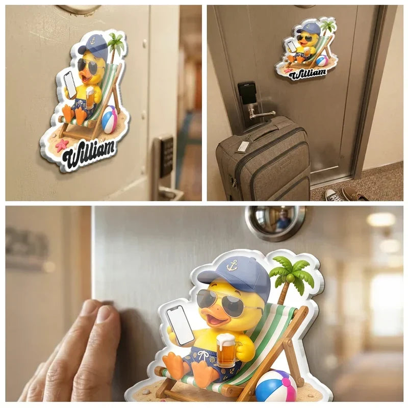 Personalized Acrylic Magnet Cute Duck Art Travel Gift Family
