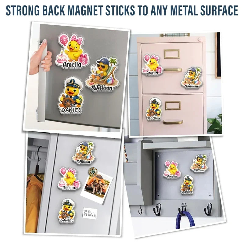 Personalized Acrylic Magnet Cute Duck Art Travel Gift Family