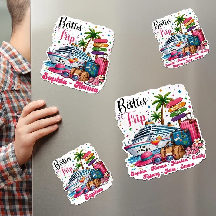 Personalized Acrylic Magnet Besties Cruise Trip Gift Idea