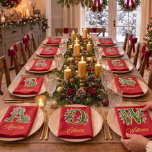 Load image into Gallery viewer, Personalized Cotton Napkin Custom Family Gift for Christmas Table
