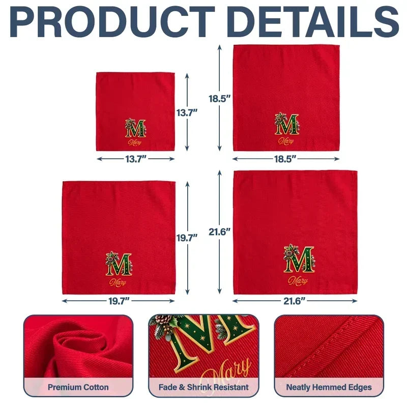 Personalized Cotton Napkin Custom Family Gift for Christmas Table