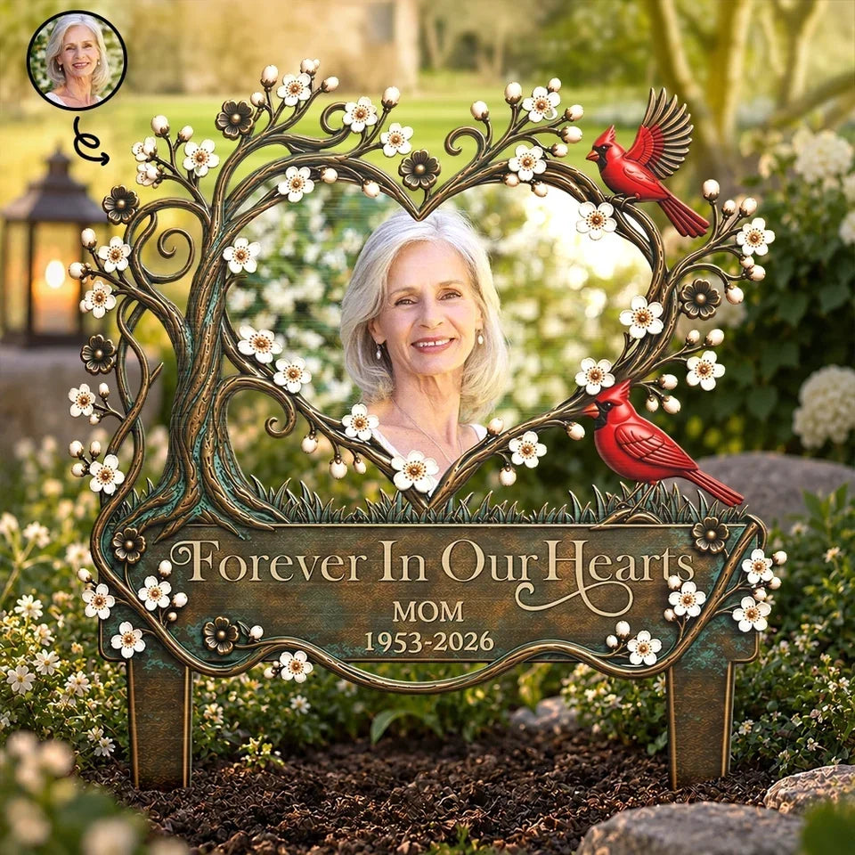Personalized Metal Garden Stake with Cardinals for Sympathy Gift