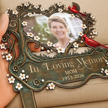 Load image into Gallery viewer, Personalized Metal Garden Stake with Cardinals for Sympathy Gift
