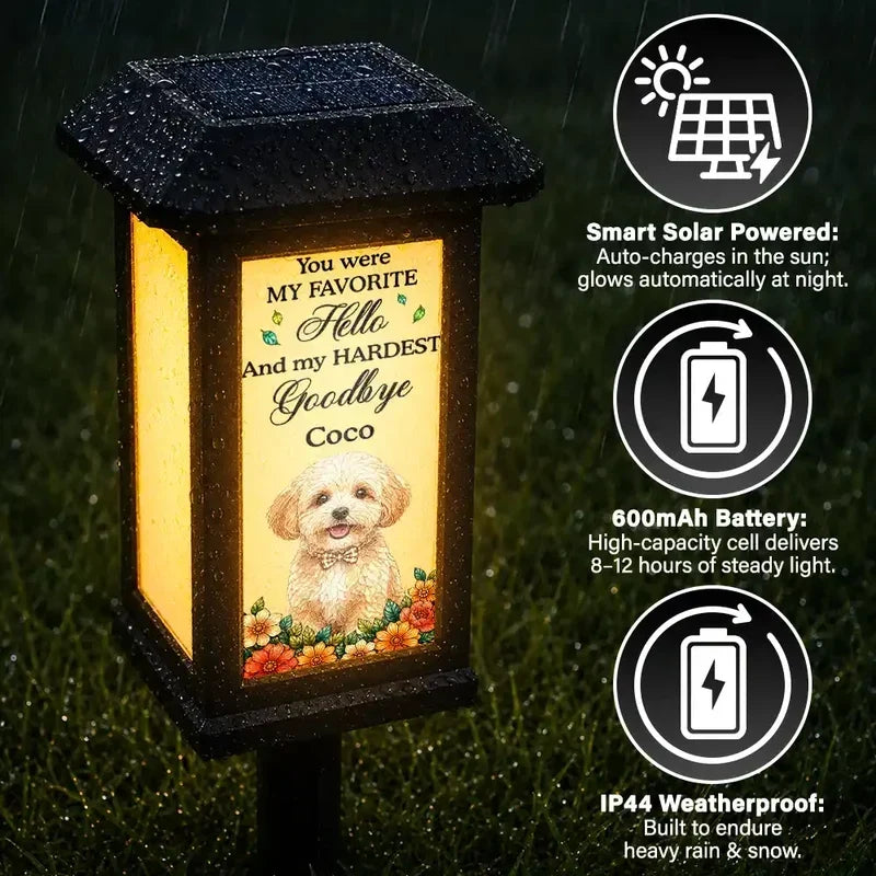 Personalized Solar Garden Stake Light Custom Dog Photo Memorial Gift for Pet Owners