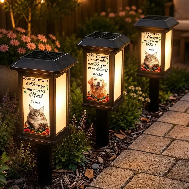 Personalized Solar Garden Stake Light Custom Dog Photo Memorial Gift for Pet Owners