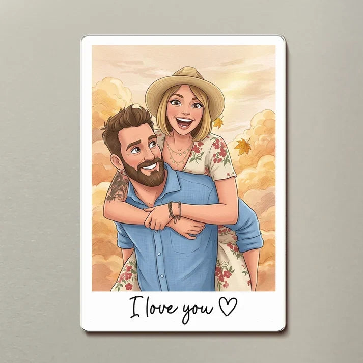 Personalized Acrylic Magnet Cartoon Portrait Unique Couple Gift